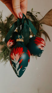 Hand Painted Indian Paintbrush Ornament - Deep Jade