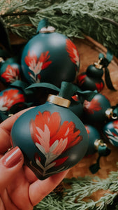 Hand Painted Indian Paintbrush Ornament - Deep Jade