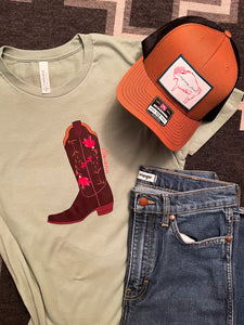 Indian Paintbrush Cowgirl Boot Tee