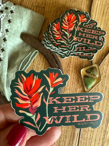 Keep Her Wild Indian Paintbrush Sticker