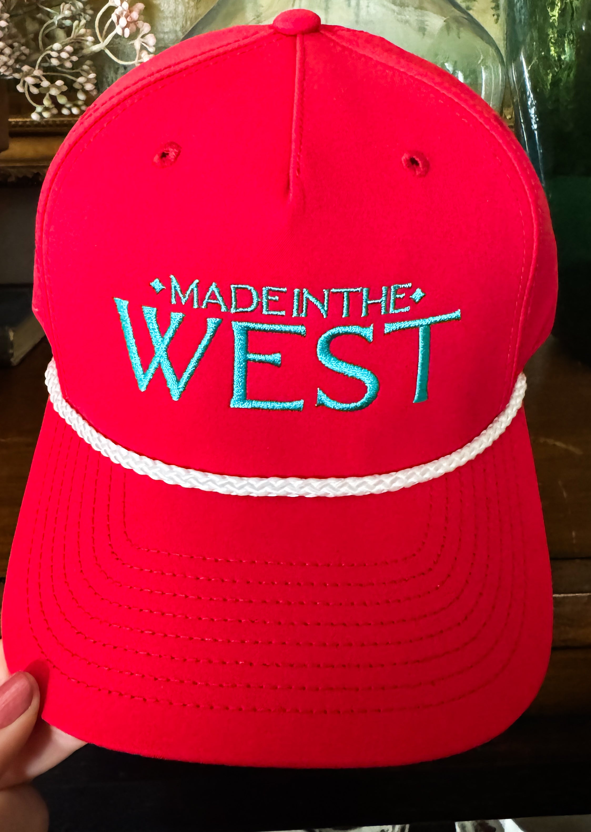 Made in the West Red and Turquoise Trucker