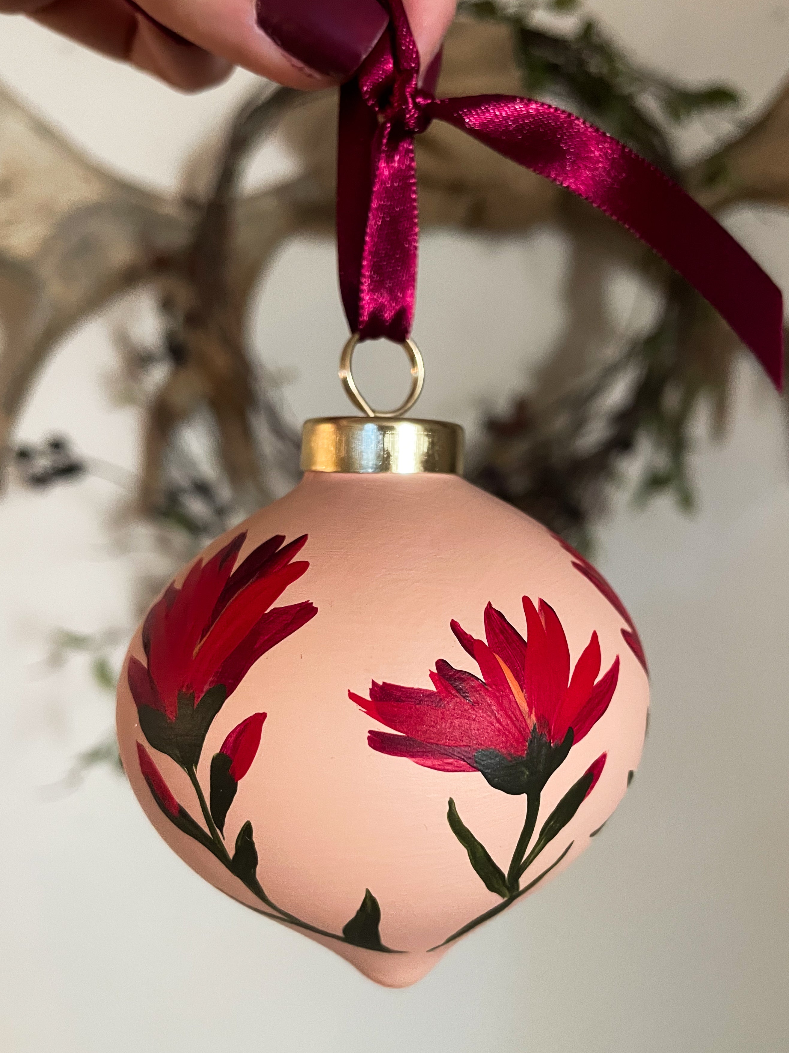 Hand Painted Indian Paintbrush Ornament - Apricot