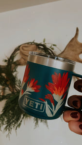Hand Painted 10 oz Yeti Mug - Indian Paintbrush