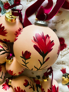 Hand Painted Indian Paintbrush Ornament - Apricot