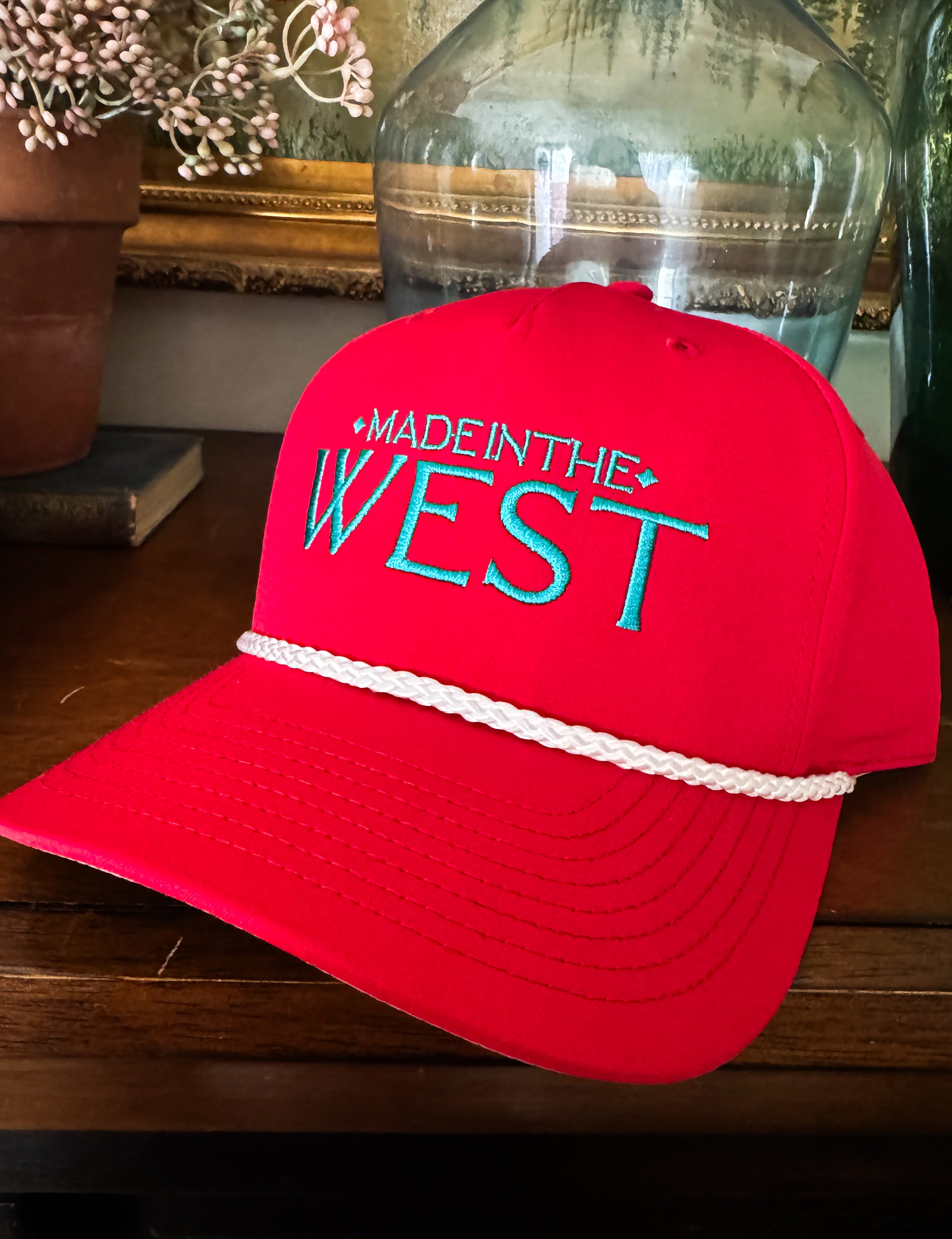 Made in the West Red and Turquoise Trucker