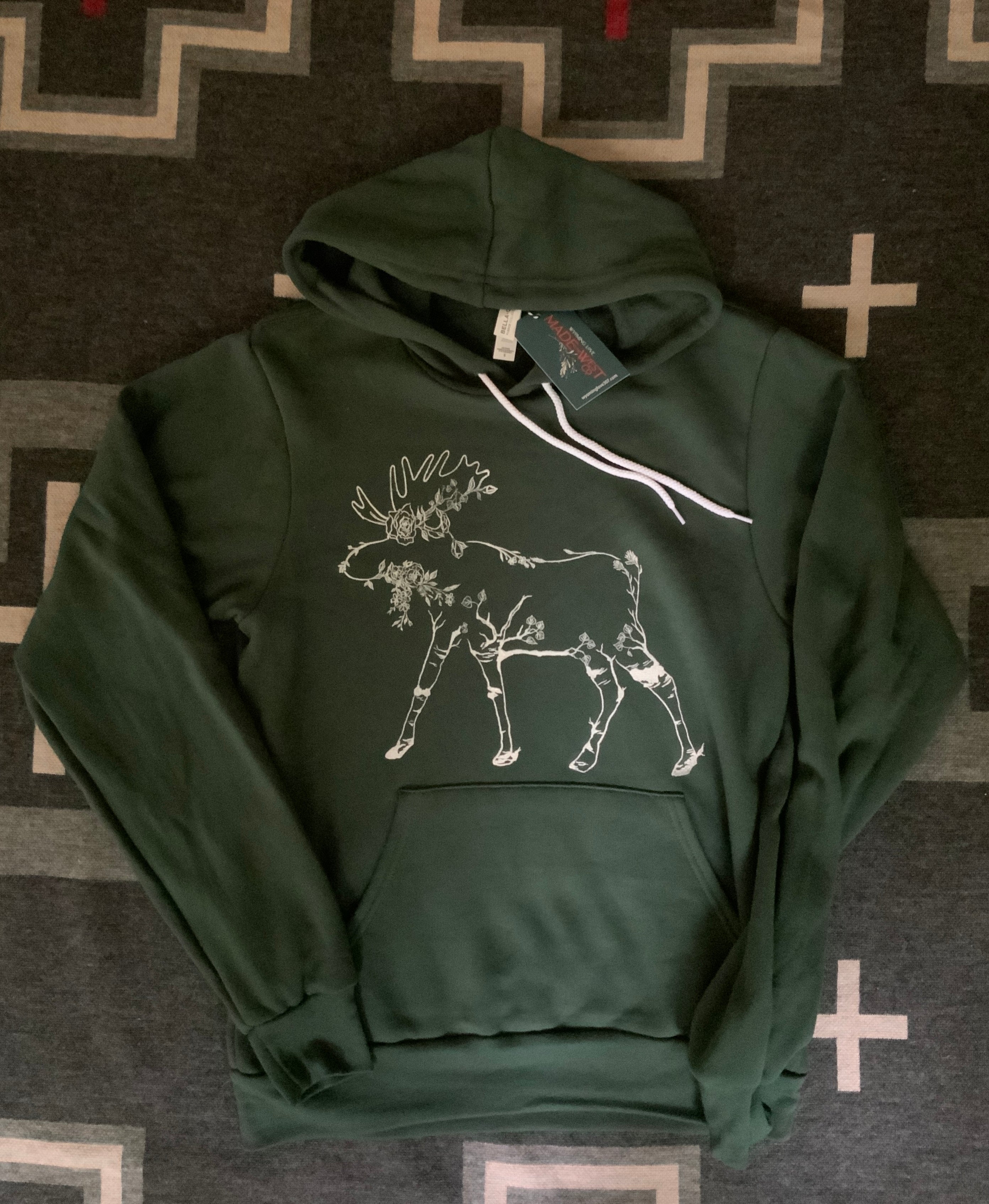 Floral Aspen Moose Dark Pine Hoodie