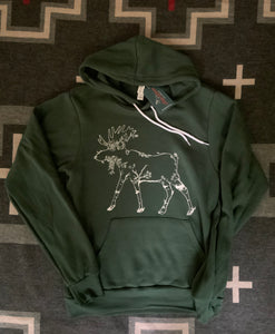 Floral Aspen Moose Dark Pine Hoodie