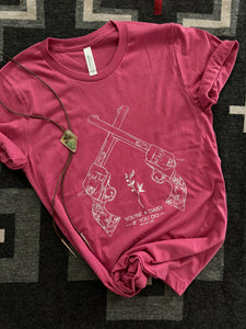 Double Pistol Tee - Raspberry