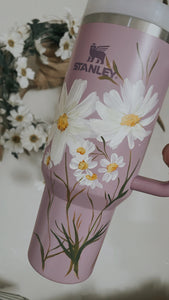 Hand Painted 40 oz Stanley Quencher - Lilac - Wild Daisies