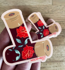 Western Rose Shotgun Shell Sticker