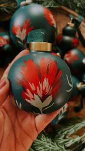 Hand Painted Indian Paintbrush Ornament - Deep Jade