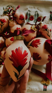 Hand Painted Indian Paintbrush Ornament - Apricot