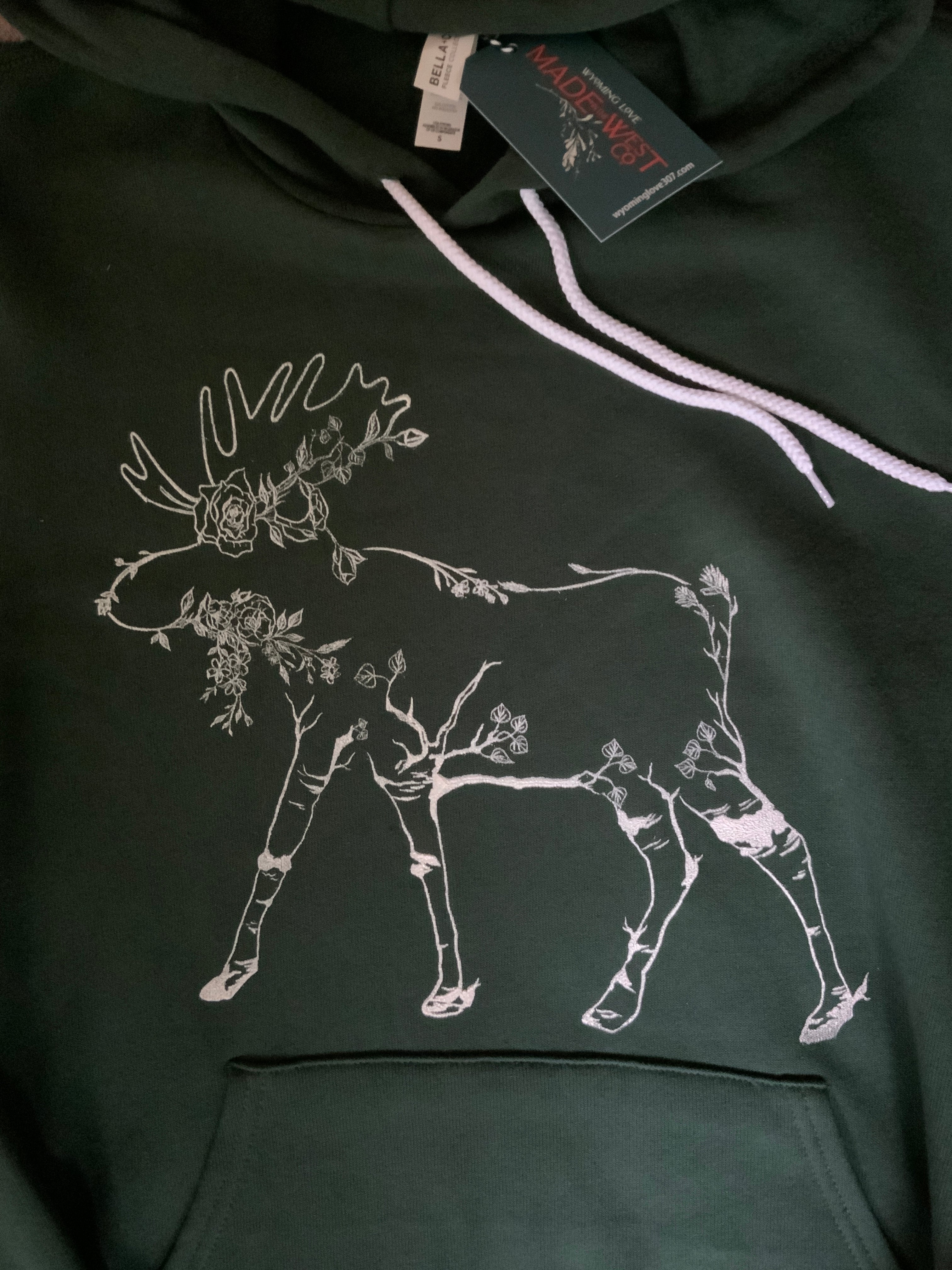 Floral Aspen Moose Dark Pine Hoodie