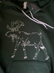Floral Aspen Moose Dark Pine Hoodie