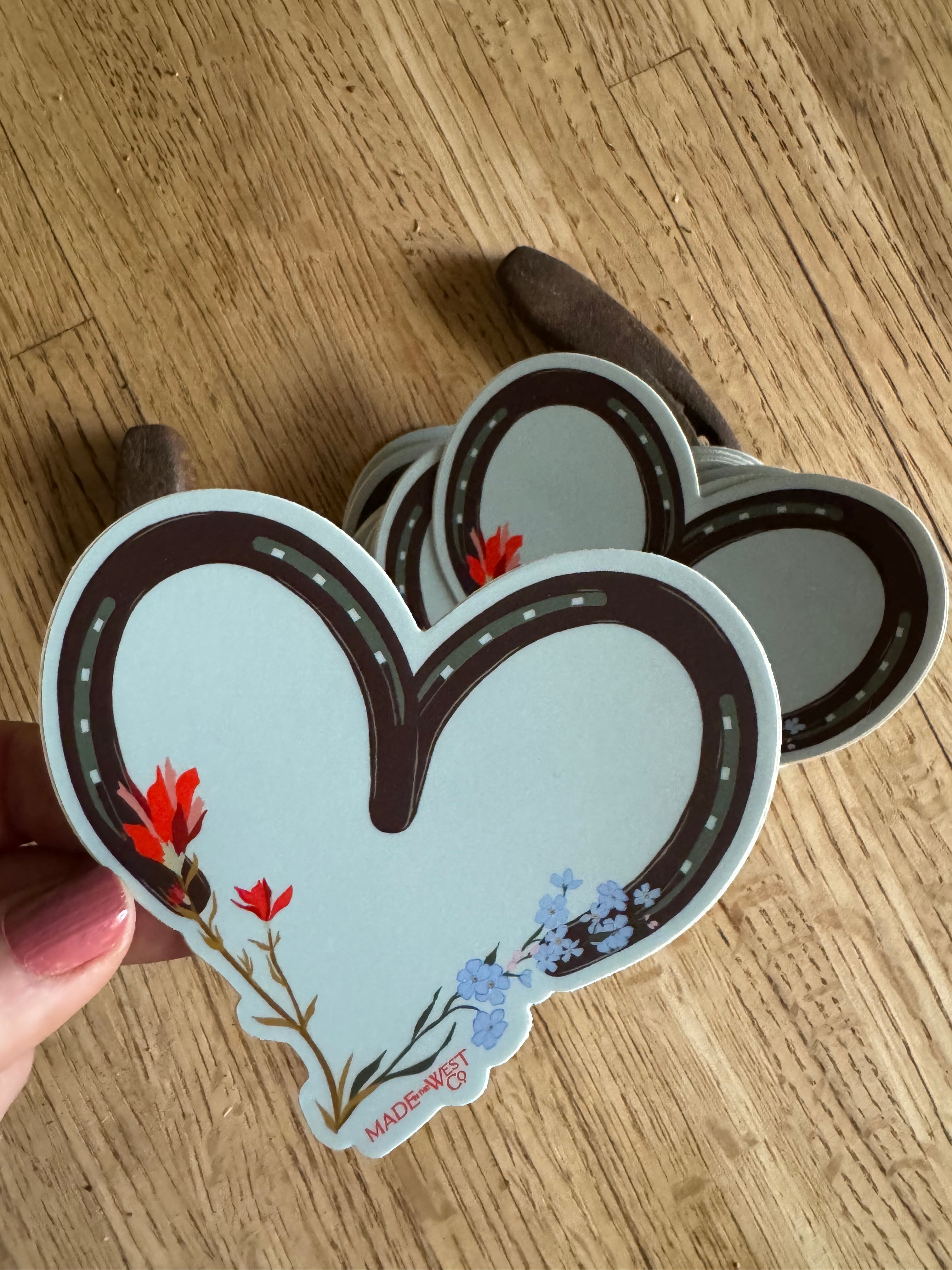 Horseshoe Wildflower Heart Sticker