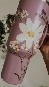 Hand Painted 40 oz Stanley Quencher - Lilac - Wild Daisies