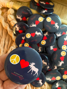 Peace Love Moose Button Pin