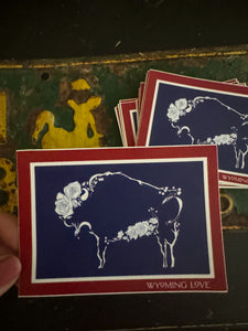 Western Rose Bison WY Flag Sticker