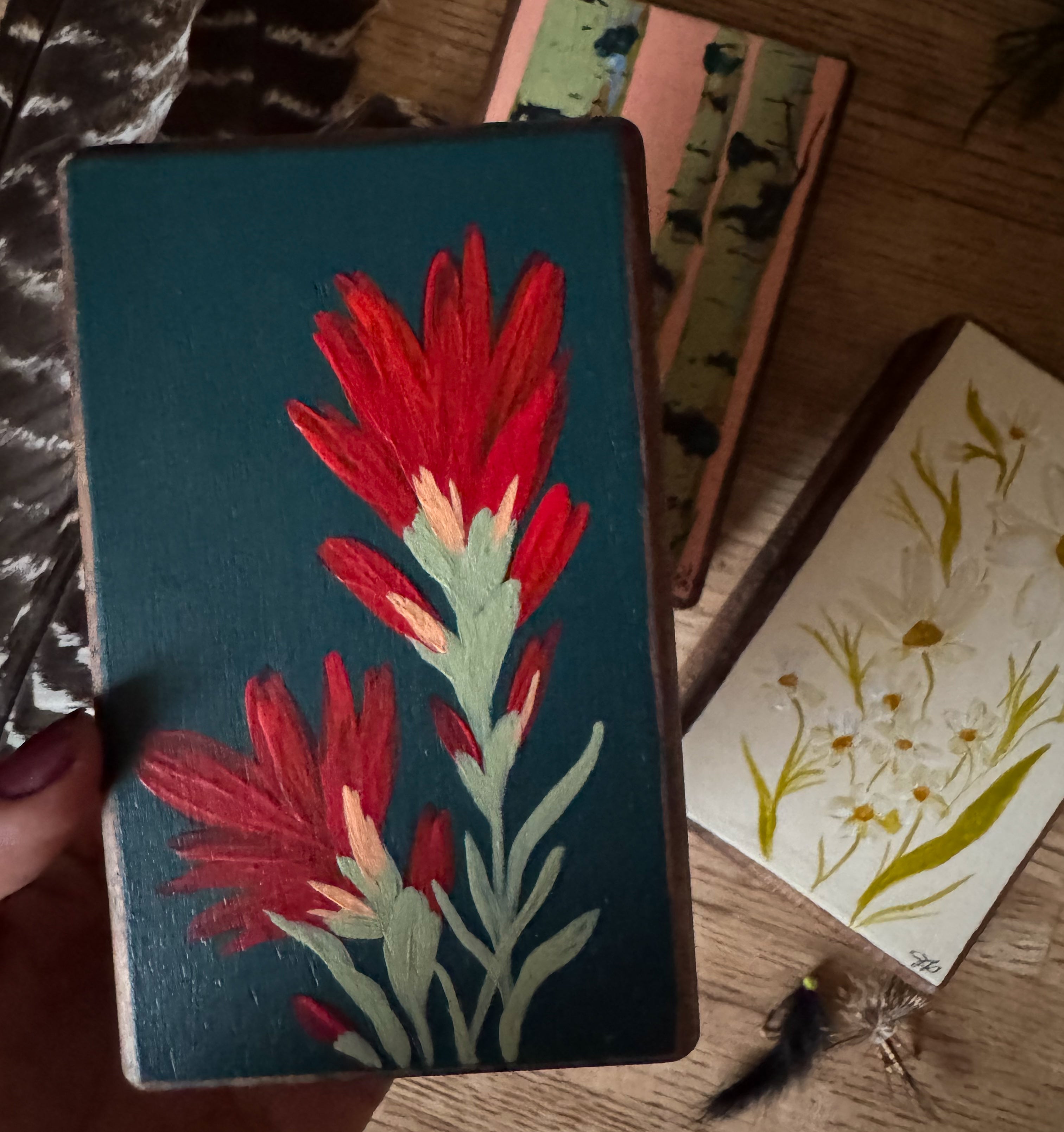 Hand Painted Walnut Fly Box