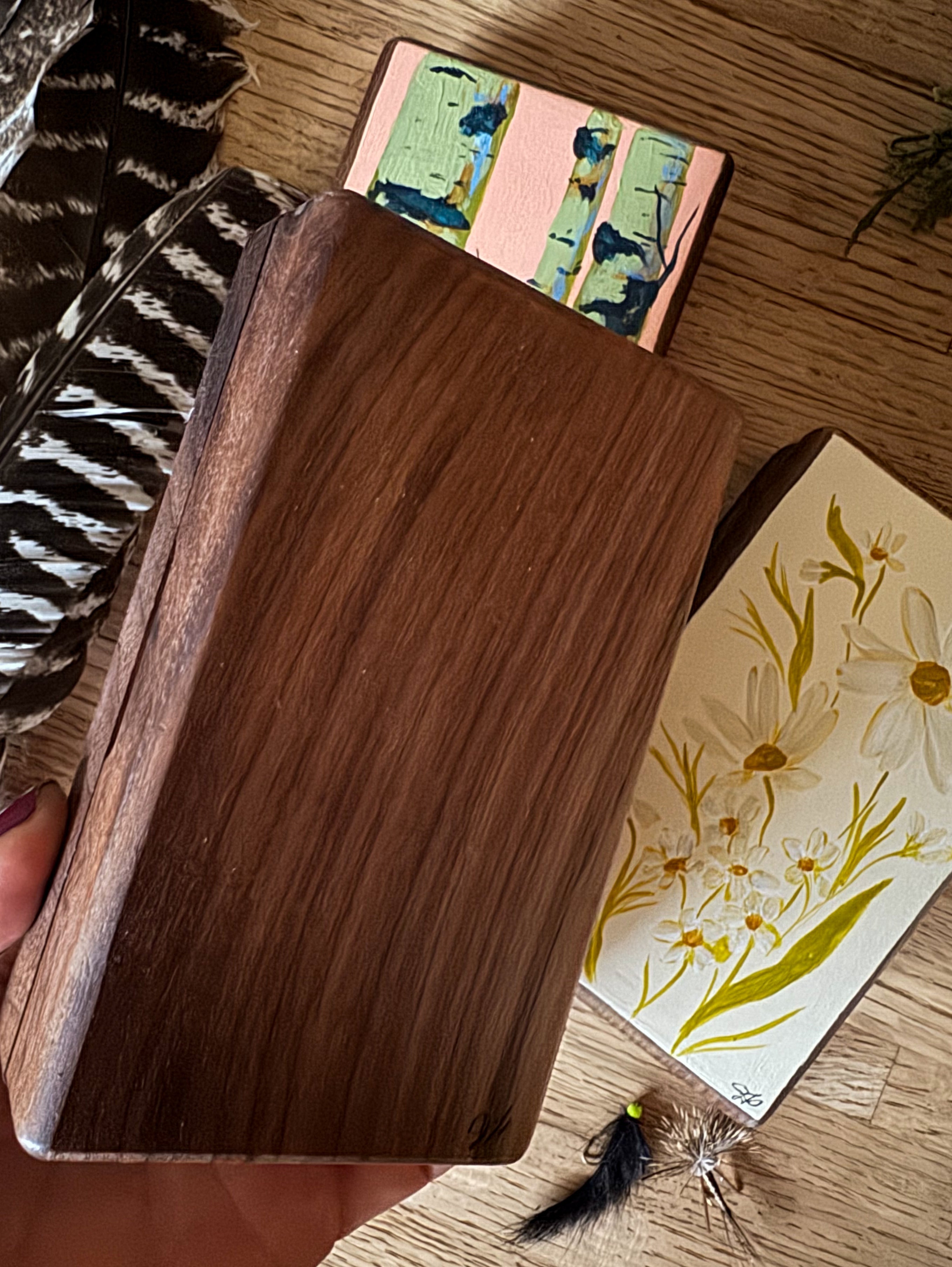 Hand Painted Walnut Fly Box
