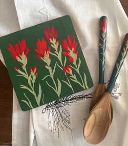 Indian Paintbrush Hand Painted Wood Board