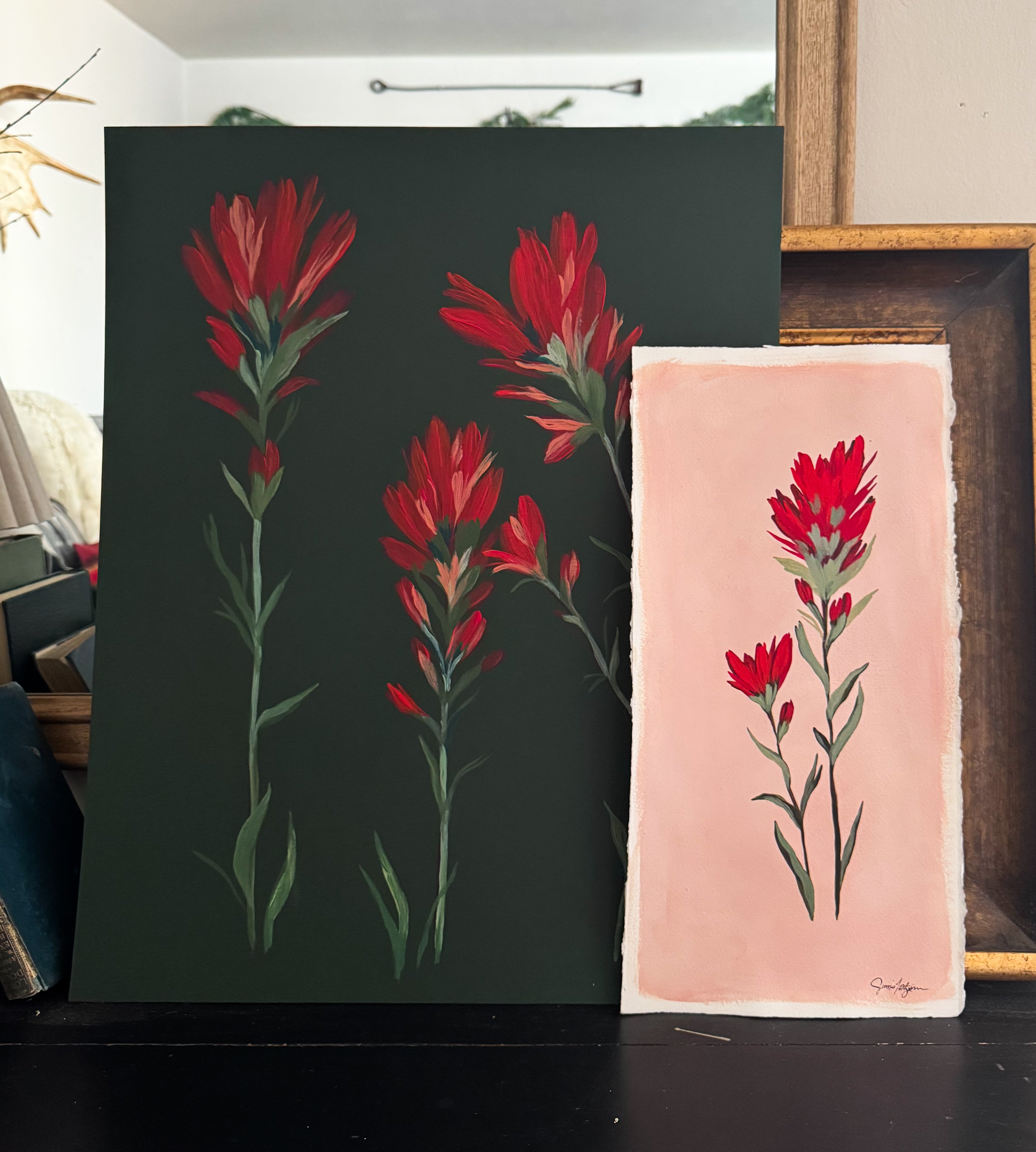 Original Indian Paintbrush Painting - Blush