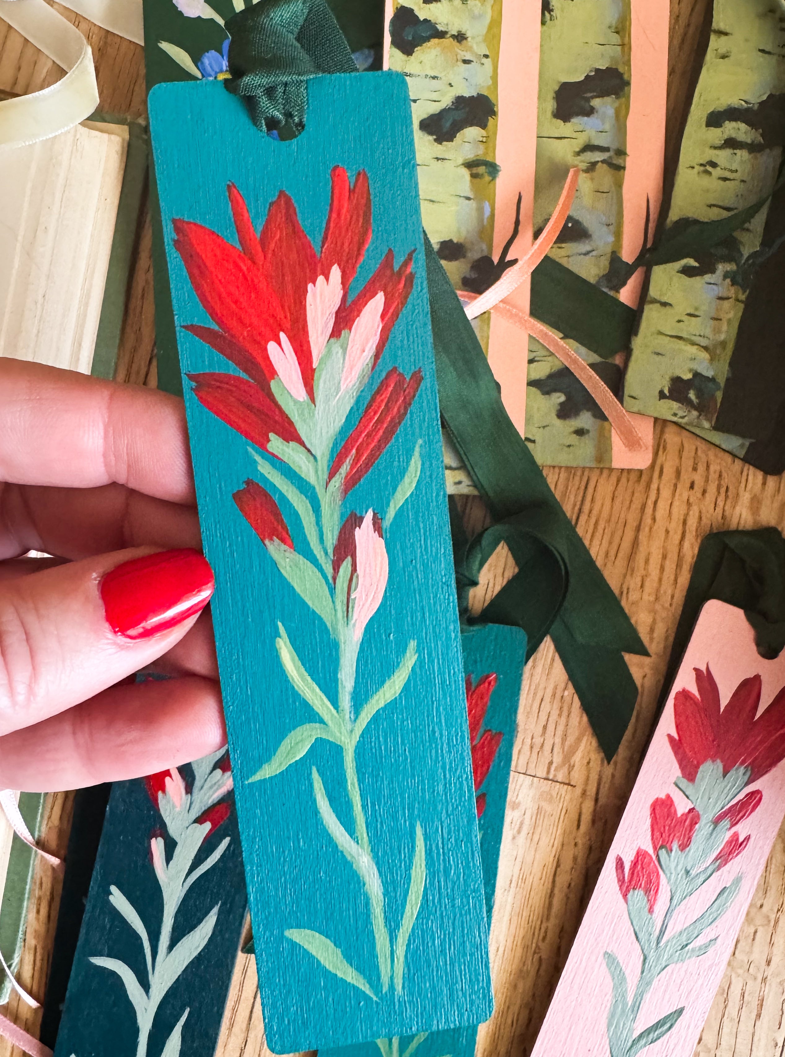 Hand Painted Wood Bookmarks