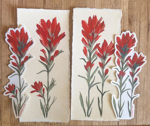 Hand Painted Indian Paintbrush Large Stickers
