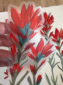 Hand Painted Indian Paintbrush Large Stickers