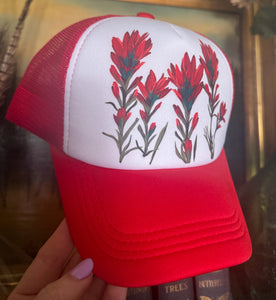 Hand Painted Indian Paintbrush Print Foam Trucker Hat*RESTOCK*