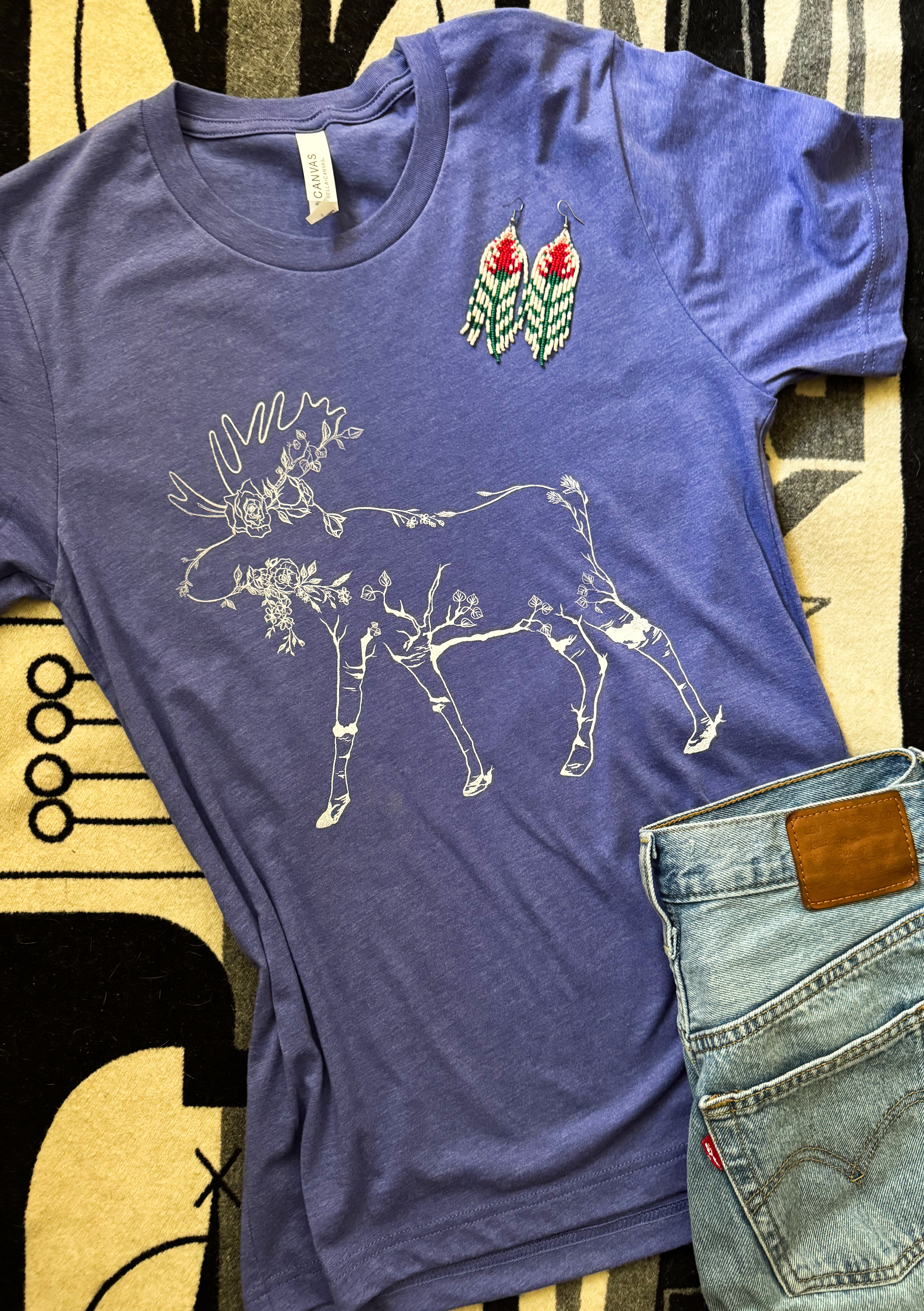 Willow Creek - Wildflower Aspen  Moose Tee - Lapis