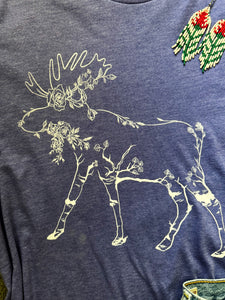 Willow Creek - Wildflower Aspen  Moose Tee - Lapis