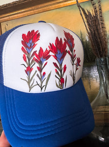 Hand Painted Indian Paintbrush Print Foam Trucker Hat*RESTOCK*