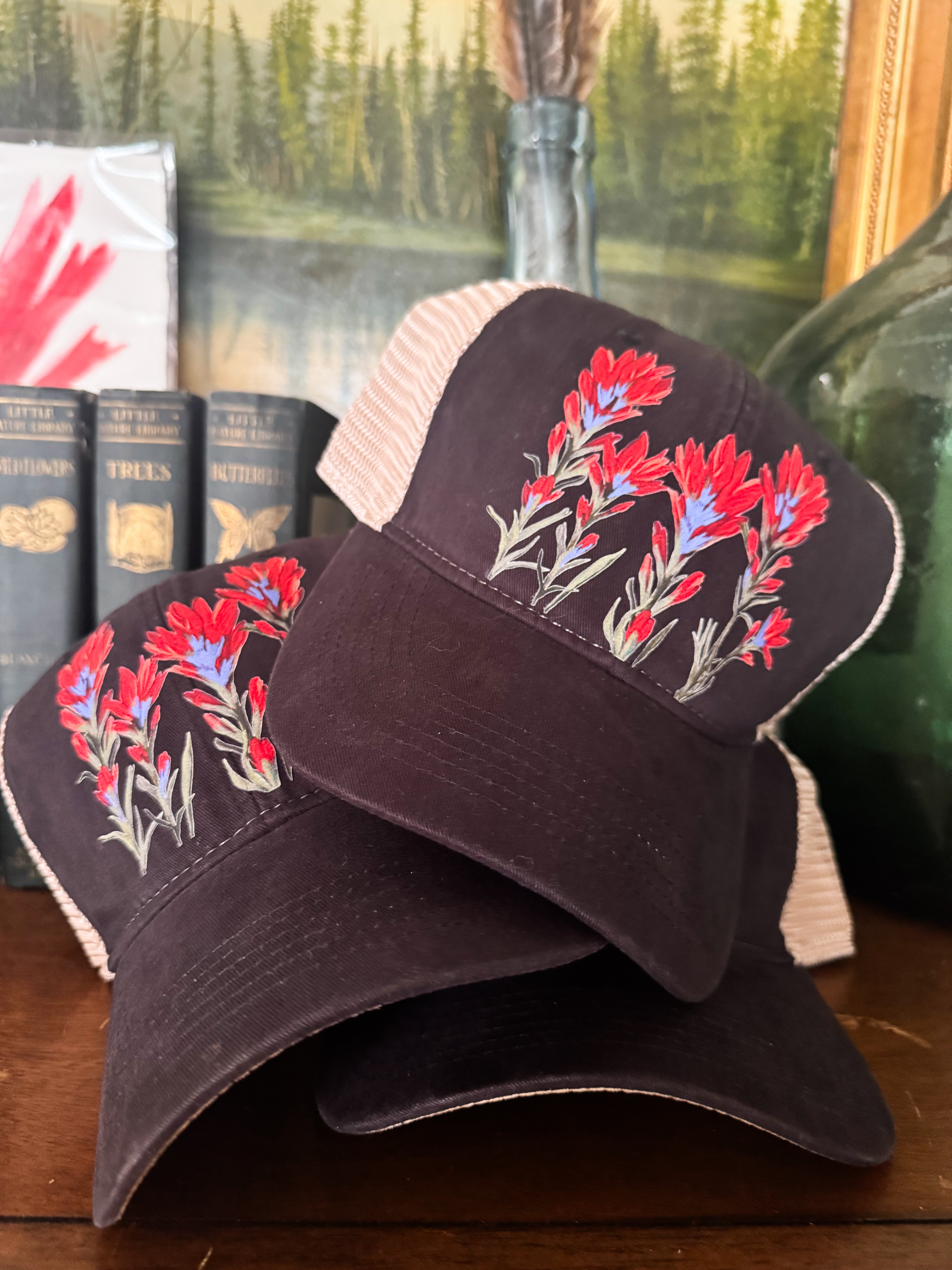 Hand Painted Indian Paintbrush printed Dad Cap