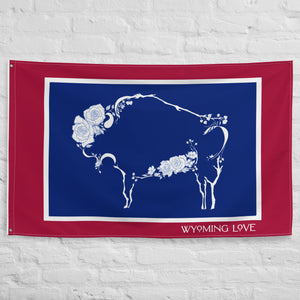 Wild Rose Wyoming Flag Bison Flag