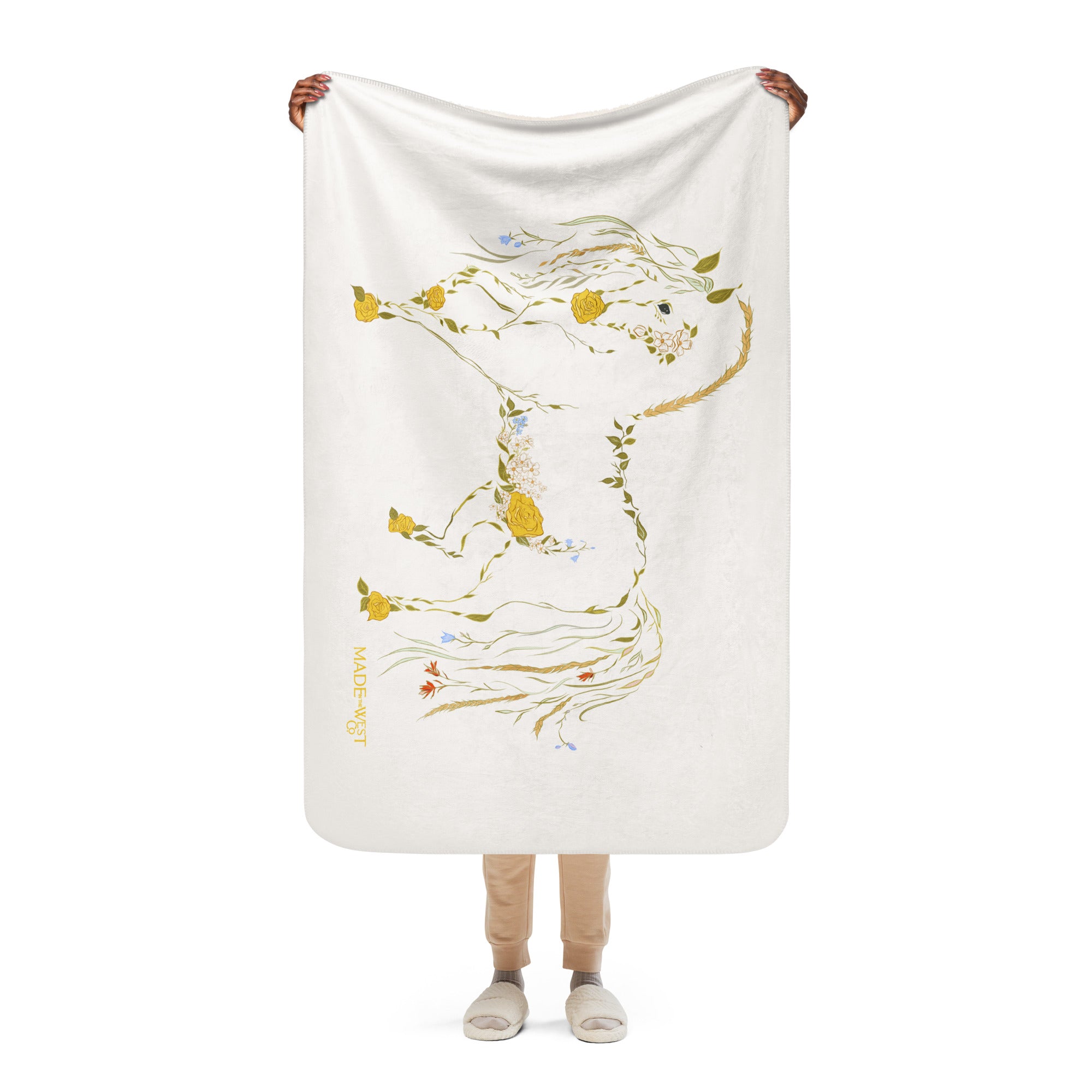 Belle - Floral Horse Sherpa blanket