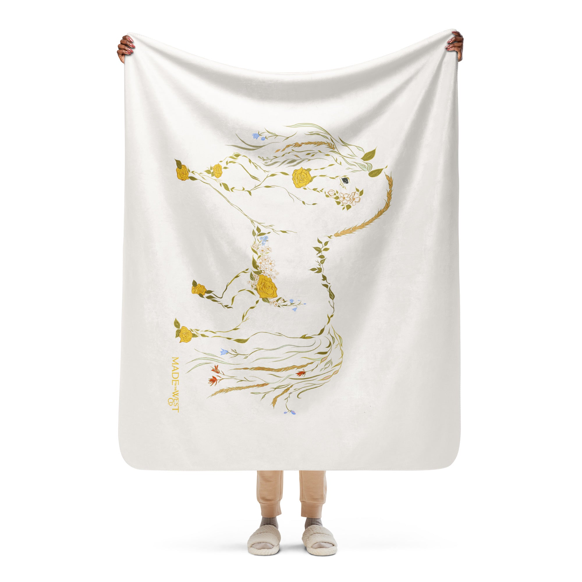 Belle - Floral Horse Sherpa blanket