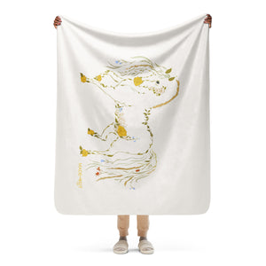 Belle - Floral Horse Sherpa blanket