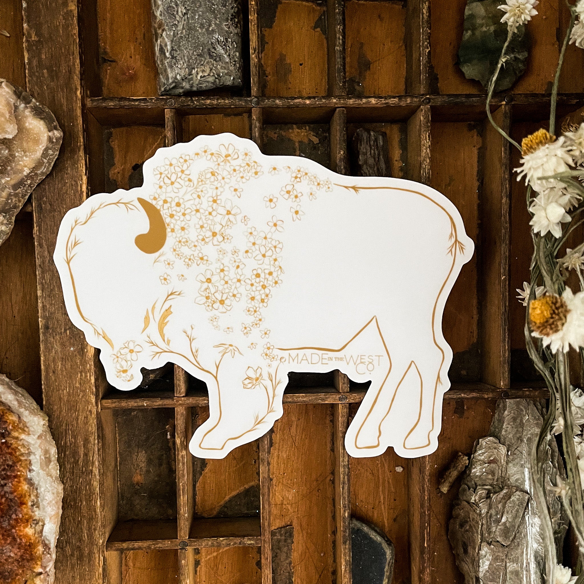 Large Daisy Bison Vinyl Sticker